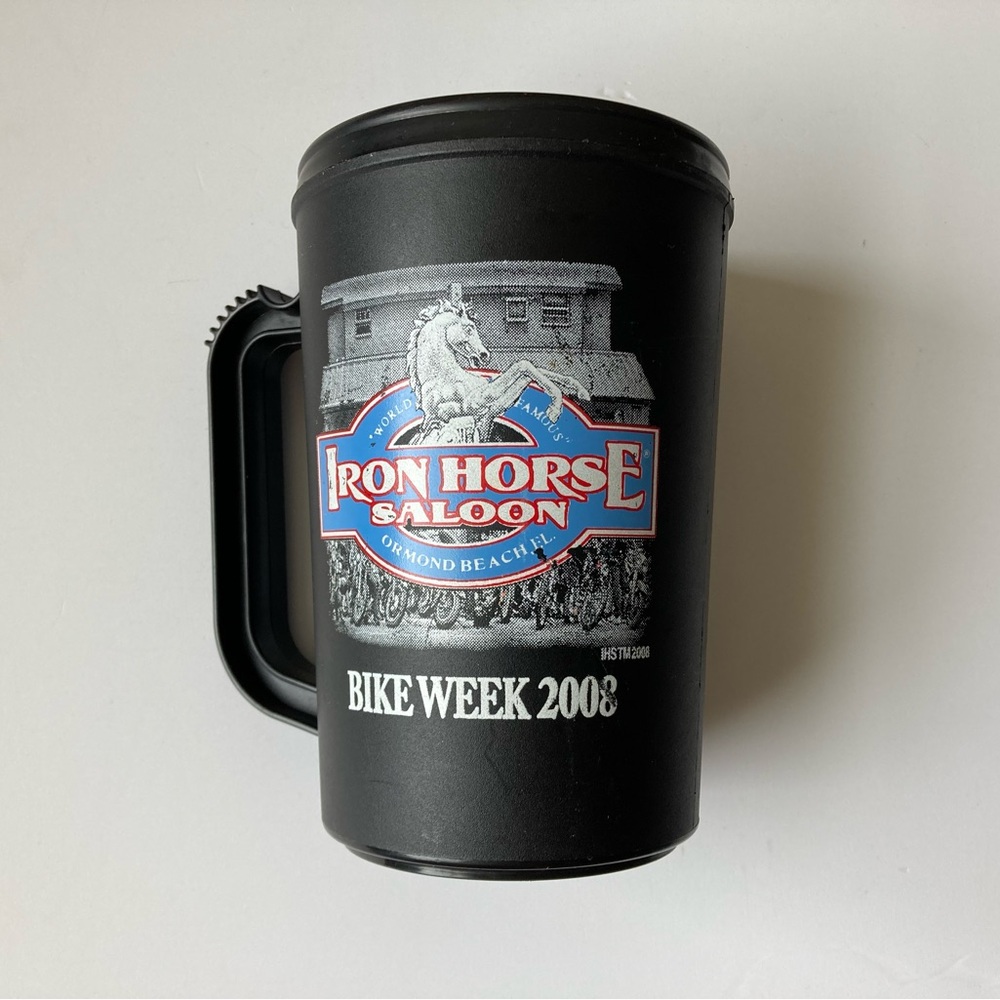 Bike Week 2008 Daytona Beach Iron Horse Saloon Plastic Beer Mug Black